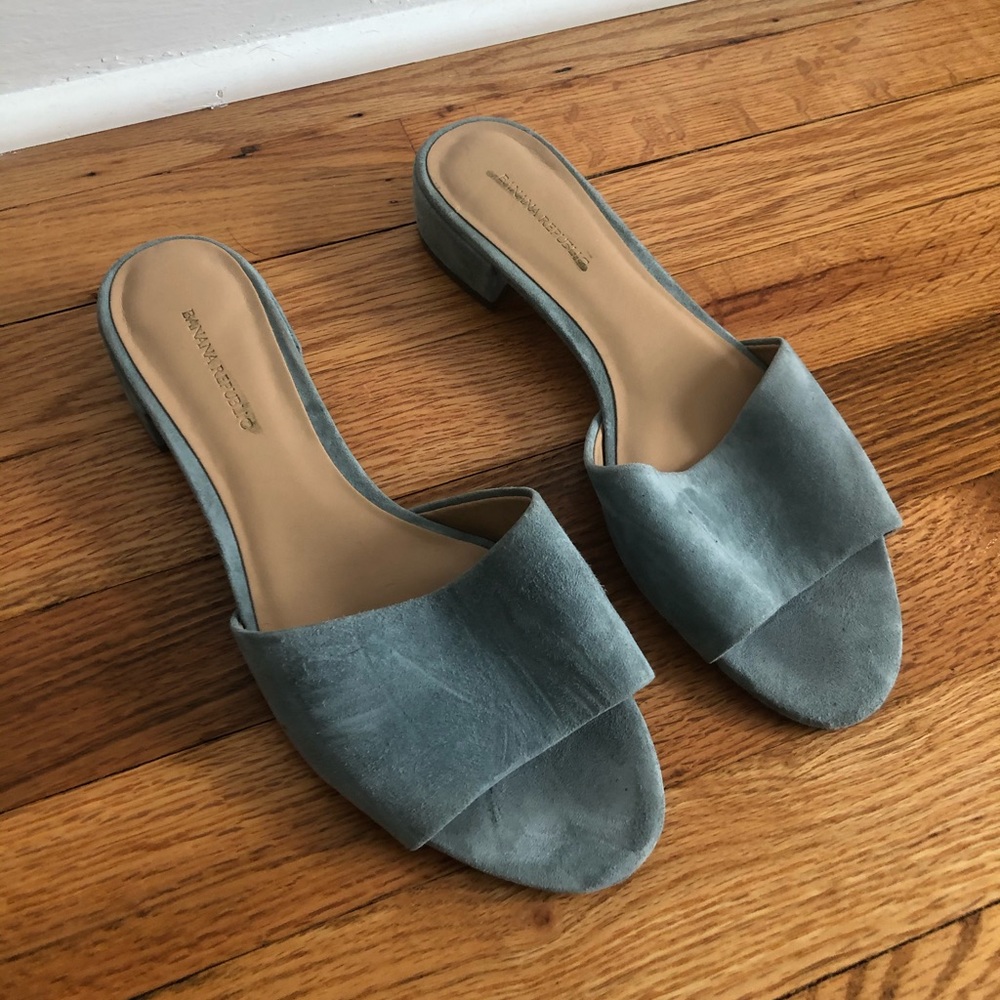 Banana Republic Light Blue Slides, Suede